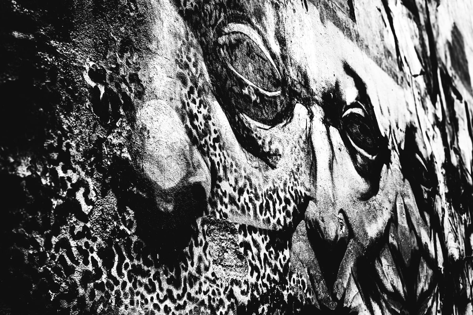 Street art urbex, portrait peint sur mur, Mulhouse
